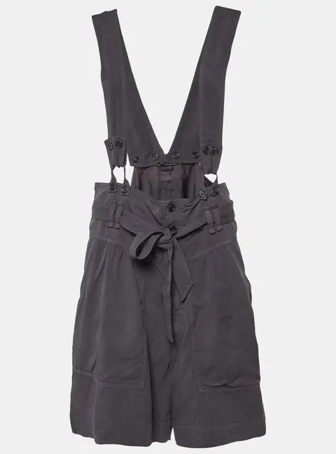 Isabel Marant Navy Blue Lyocell Blend High Waisted Suspender Shorts L