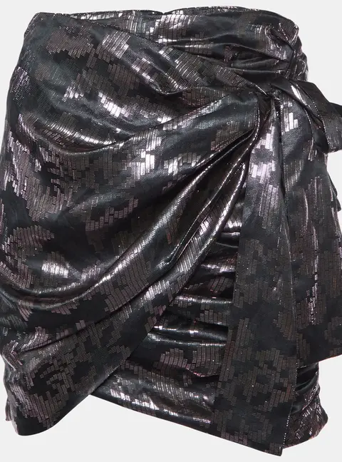Isabel Marant Metallic Silk Lurex Draped Madly Mini Skirt S