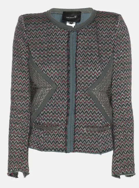 Isabel Marant Multicolored Patterned Lurex Knit Jacket XS