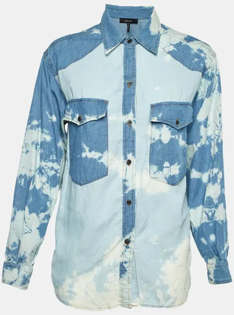 Isabel Marant Blue Tie-Dye Print Denim Button Front Shirt M