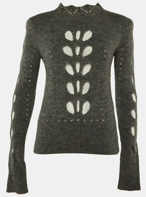 Isabel Marant Grey Wool Knit Cutout Detail Sweater M