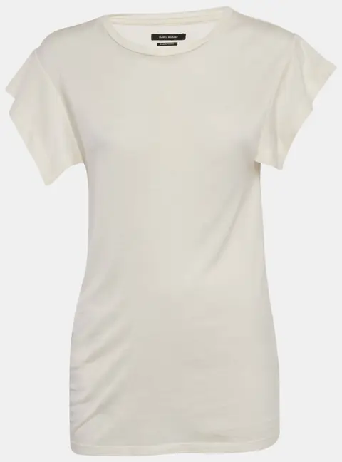 Isabel Marant Ivory Jersey Flounce Sleeve Top S