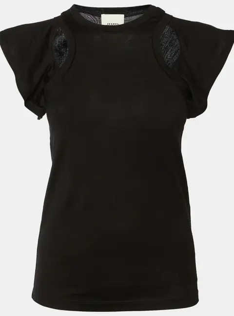 Isabel Marant Black Cotton Faly Cut-Out T-Shirt XS