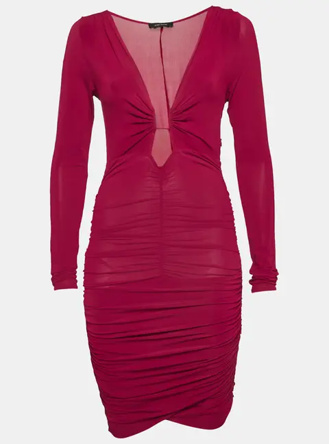 Isabel Marant Burgundy Jersey Ruched Jordana Dress M