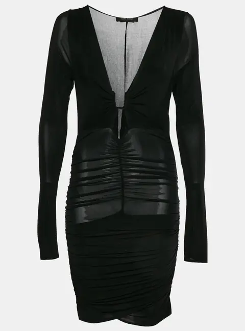 Isabel Marant Black Jersey Ruched Jordana Dress M