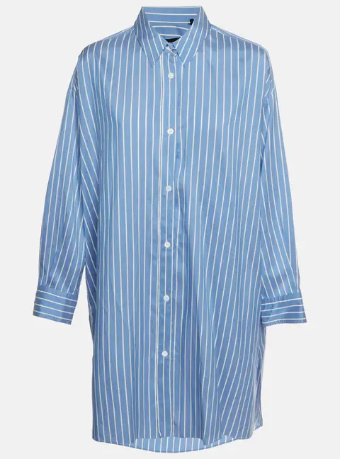 Isabel Marant Blue/White Striped Silk Oversized Button Up Shirt M