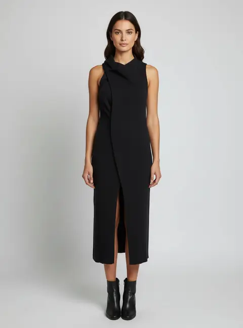 Isabel Marant Black Wool Blend Sleeveless Midi Dress S