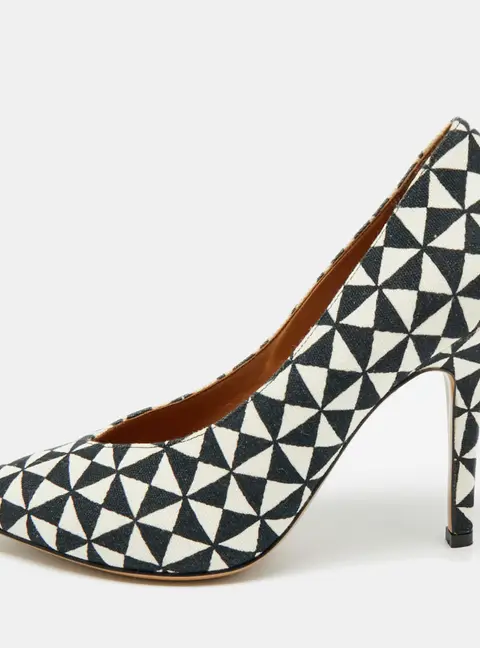 Isabel Marant Size 38 White/Black Printed Canvas Pumps