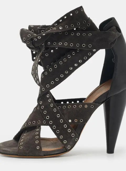 Isabel Marant Two Tone Suede Anaid Crisscross Ankle Wrap Sandals Size 40