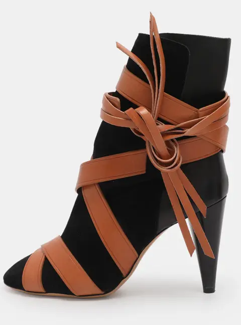 Isabel Marant Size 38 Black Leather and Suede Mid Calf Boots