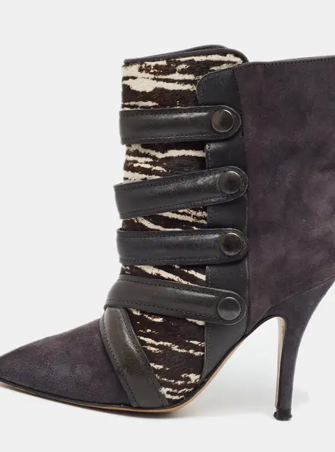 Isabel Marant Size 36 Grey/White Calf Hair and Suede Ankle Length Boots