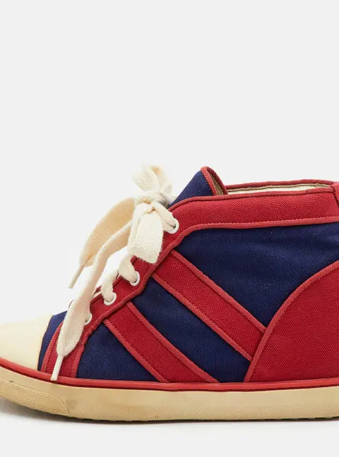 Isabel Marant Baltimore Size 37 Navy Blue/Red Canvas Lace Up Wedge Sneakers