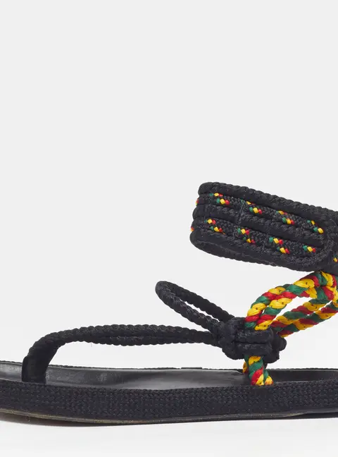Isabel Marant Zia Size 40 Black Knot Rope Flat Sandals