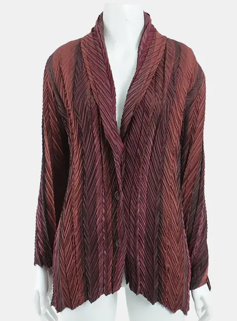 Issey Miyake Burgundy Polyester Jacket Size M