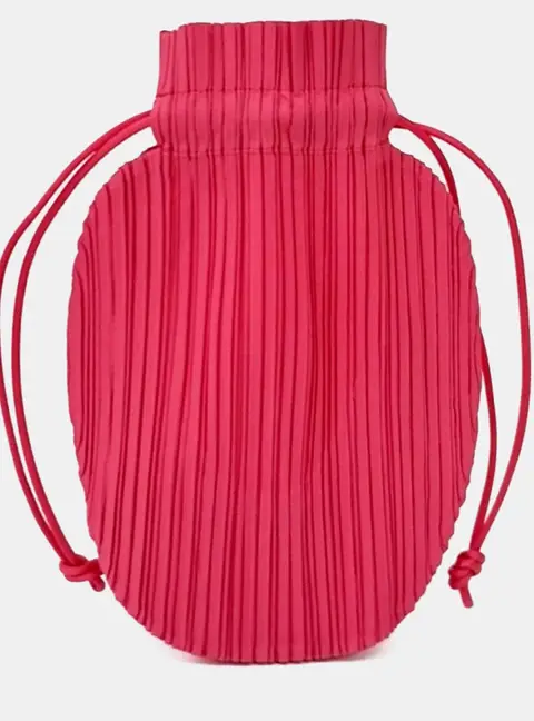Issey Miyake Pleats Please Pouch Pink Polyester Drawstring Bag