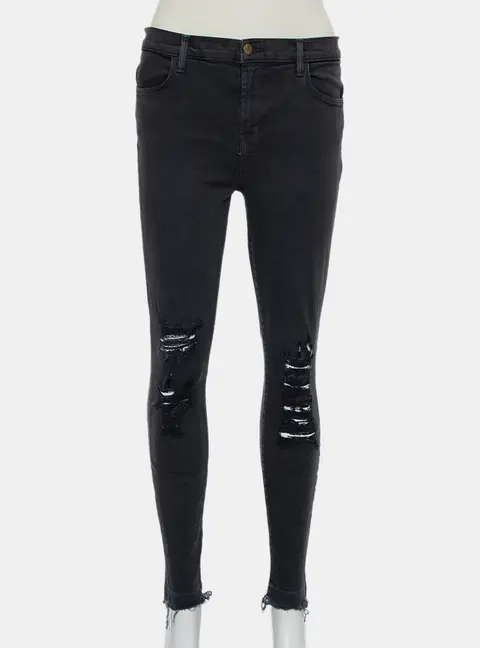 J Brand Dement Black Denim Distressed Alana Jeans M