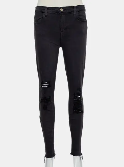 J Brand Demen Black Denim Distressed Skinny Alana Jeans M