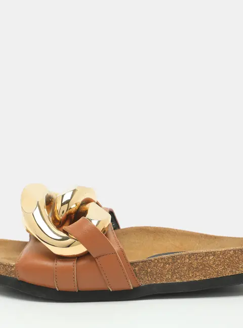 J.W.Anderson Chain Link Size 36 Brown Leather Flat Sandals