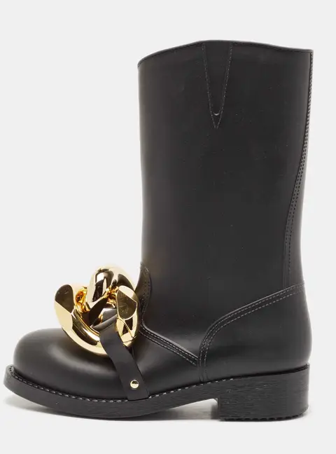 J.W.Anderson Black Rubber Chain Rain Boots Size 38