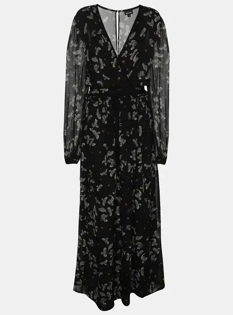 Just Cavalli Black Combat Eagle Printed Viscose Maxi Dress M