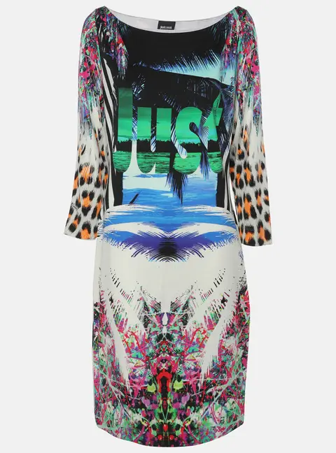 Just Cavalli Multicolor Viscose Blend Midi Dress XL