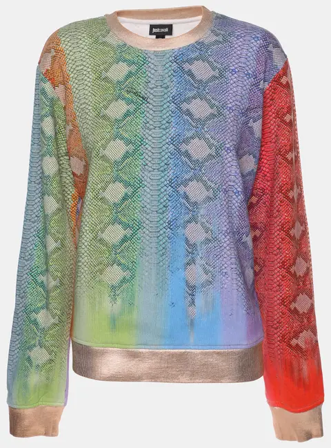 Just Cavalli Multicolor Python Print Cotton Blend Sweater M