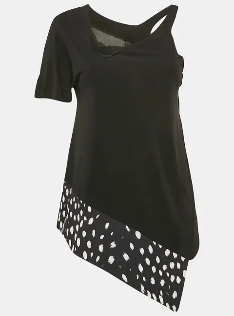 Just Cavalli Black Jersey Asymmetric Top M