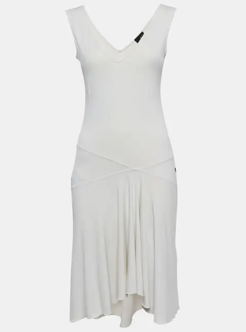 Just Cavalli White Jersey paneled Sleeveless Midi Dress M