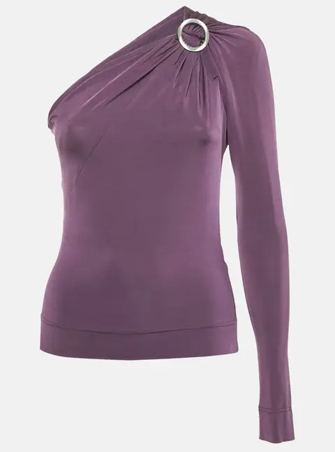 Just Cavalli Purple Jersey One Shoulder Top M