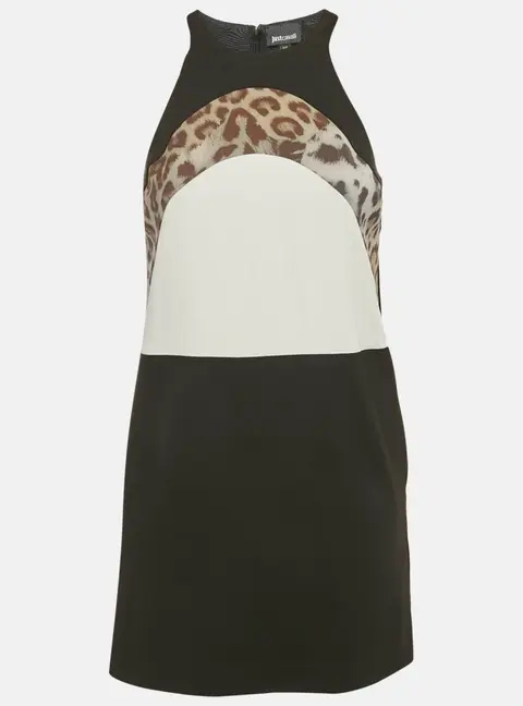 Just Cavalli Black Jersey Panel Detail Sleeveless Mini Dress XS