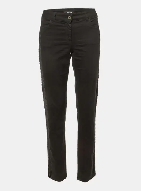 Just Cavalli Black Flock Print Denim Slim Fit Jeans M/Waist 34"
