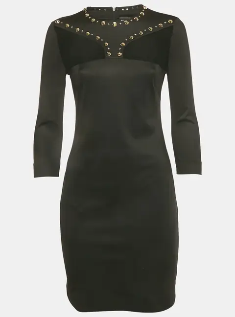 Just Cavalli Black Jersey Stud & Mesh Detail Mini Dress M