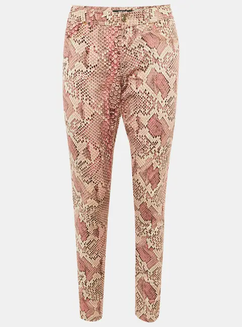 Just Cavalli Pink Animal Print Denim Skinny Fit Jeans L Waist 31"