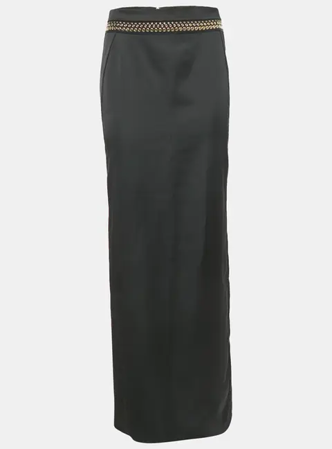 Just Cavalli Black Satin Grommet Detail Maxi Skirt M