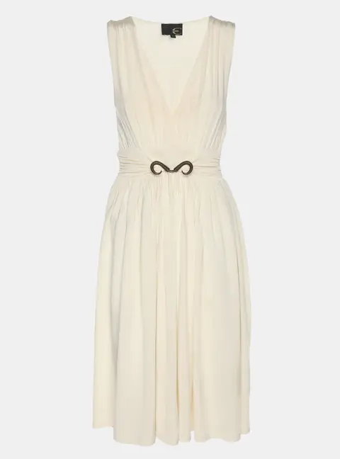 Just Cavalli Cream Stretch Knit Mini Dress S