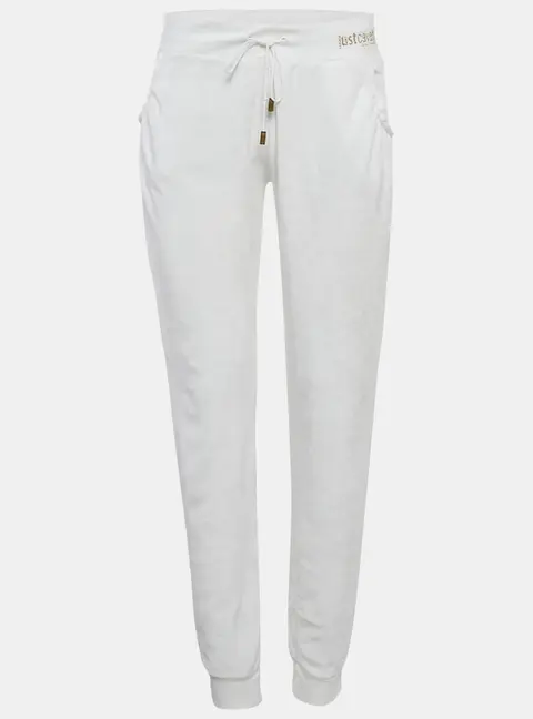 Just Cavalli Beachwear White Terry Joggers M