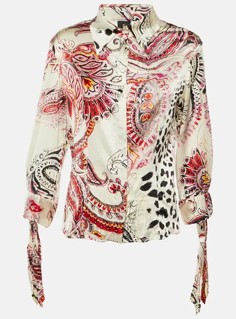 Just Cavalli Multicolor Printed Silk Top M