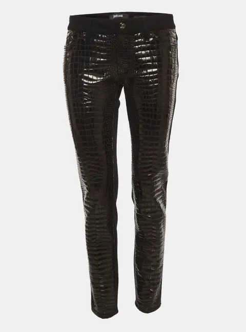 Just Cavalli Black Snakeskin Pattern Jersey Pants M