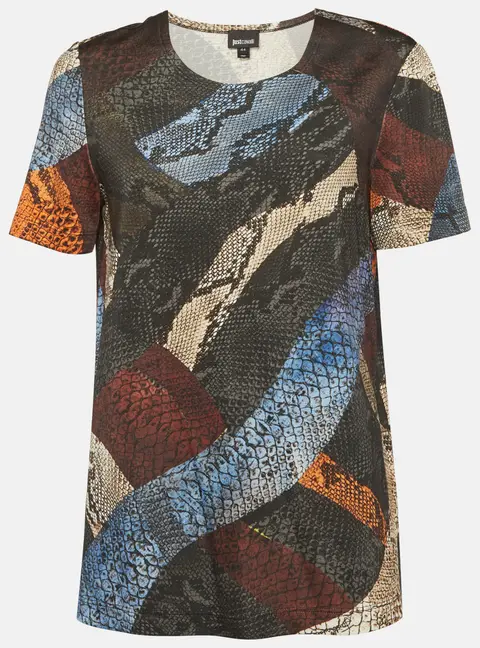 Roberto Cavalli Multicolor Snakeskin Print Jersey T-Shirt M
