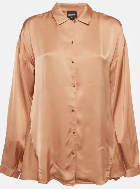 Just Cavalli Beige Satin Button Front Shirt M