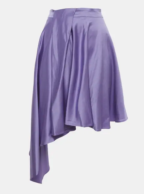 Just Cavalli Purple Satin Asymmetric Skirt M