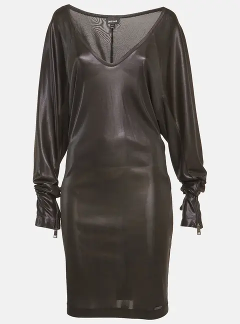 Just Cavalli Black Jersey Oversized Mini Dress M