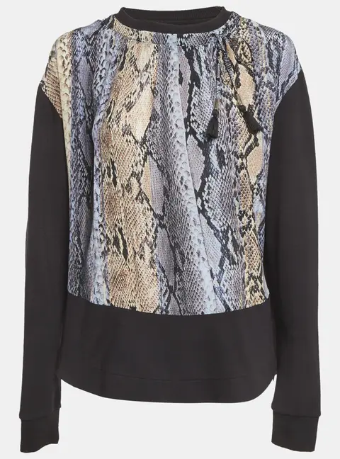 Just Cavalli Black Knit & Multicolor Printed Chiffon Jumper M