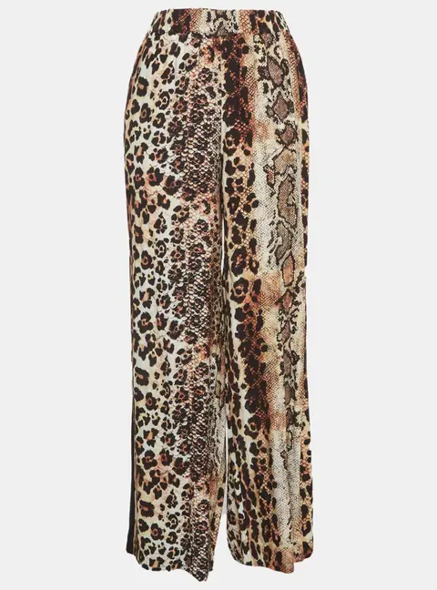 Just Cavalli Beige Animal Printed Crepe Straight Leg Pants M