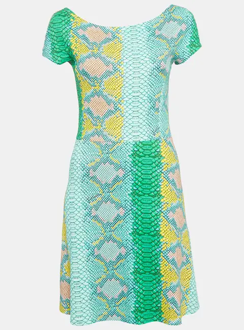 Just Cavalli Multicolour Snakeskin Print Jersey Mini Dress M