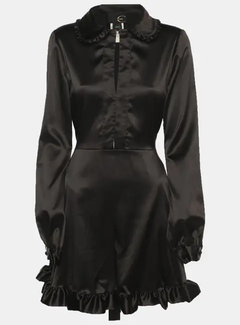 Just Cavalli Black Satin Belted Mini Dress S