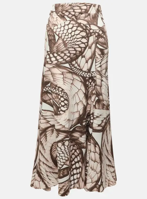 Just Cavalli Multicolor Printed Satin Flared Maxi Skirt L