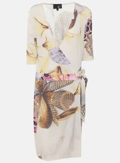 Just Cavalli Multicolor Jersey Belted Wrap Mini Dress L