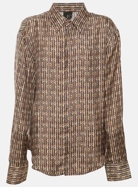 Just Cavalli Multicolor Printed Satin Shirt XL
