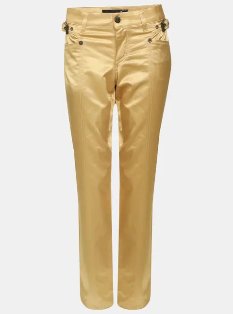 Just Cavalli Gold Shimmer Stretch Satin Trousers M